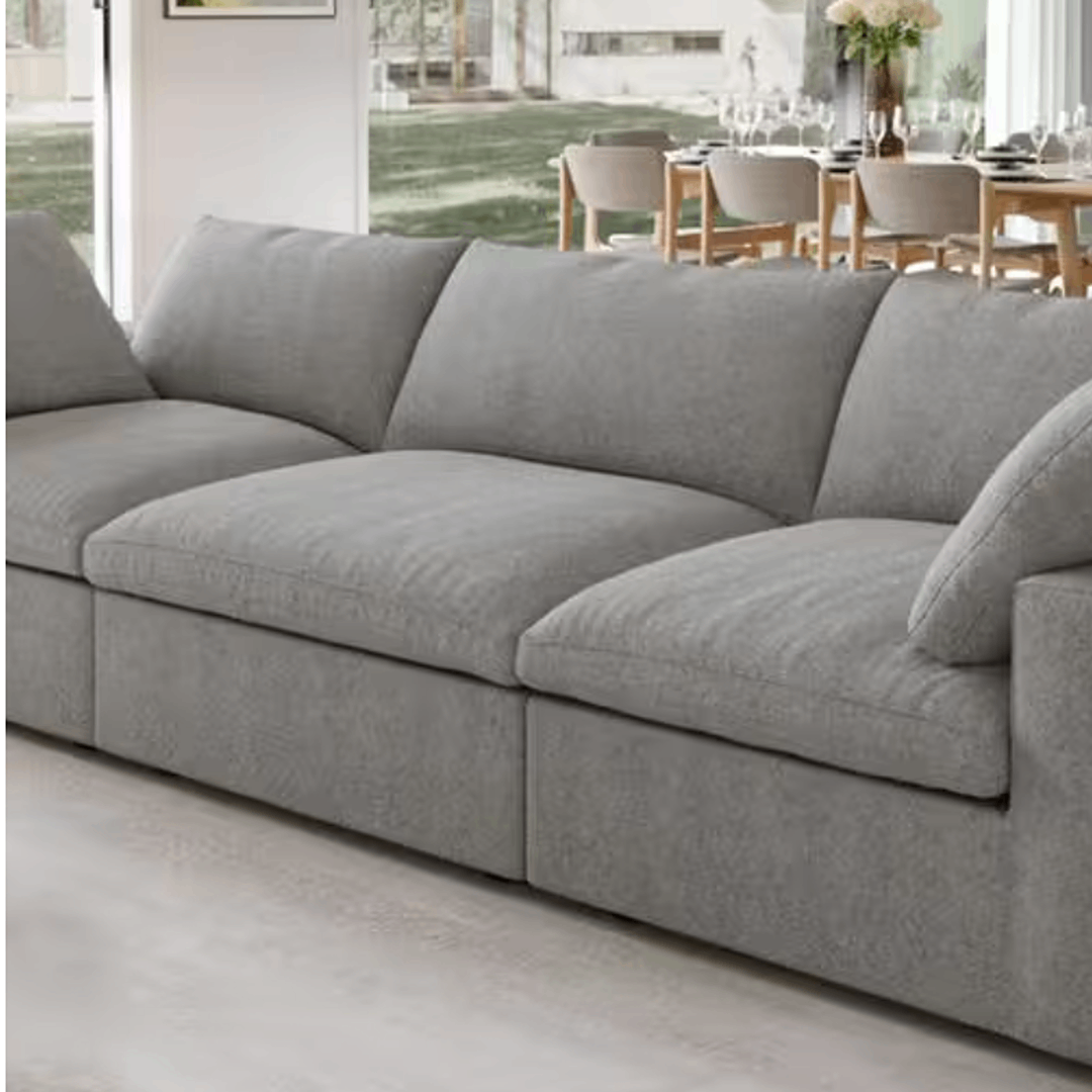 120.47 in. Square Arm Linen Rectangle 3-Piece Free combination Modular Sectional Sofa in Gray