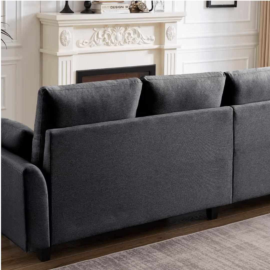 101 in. W Slope Arms 4-Seat L Shaped Fabric Modern Sectional Sofa in Dark Grey with Storage Ottoman and Side Bags